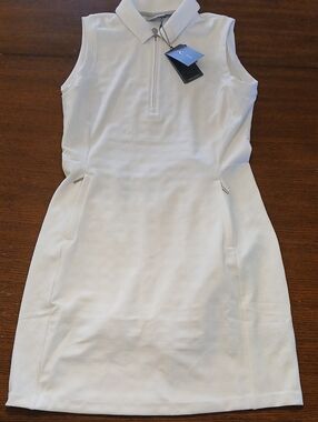 KJUS Hartlee Sleeveless White Textured Dress with Zip Front